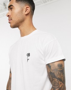 Белая футболка с вышитой розой New Look-Белый