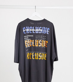 Черная футболка oversized с принтом на спине ASOS DESIGN Plus-Черный