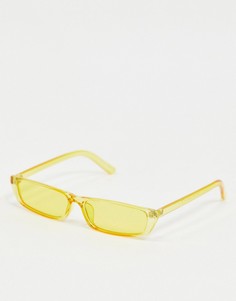 Желтые солнцезащитные очки в узкой прозрачной оправе Pieces-Желтый