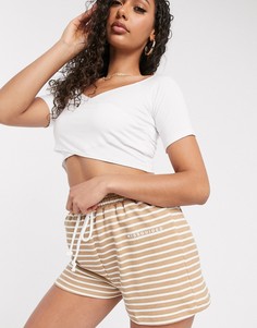 Бежевые шорты от комплекта в полоску с завязкой Missguided-Бежевый