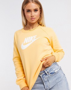 Желтый свитшот с круглым вырезом и логотипом Nike