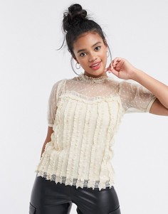Бежевый топ с оборками River Island