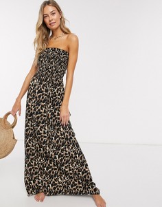 Пляжное платье-бандо макси с леопардовым принтом Influence-Мульти