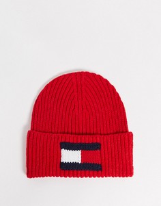 Шапка-бини с большим флагом Tommy Hilfiger-Красный