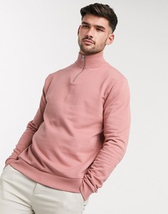 Свитшот из органического хлопка ягодного цвета с молнией ASOS DESIGN-Розовый