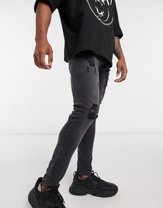 Черные джинсы с рваной отделкой ASOS DESIGN-Черный