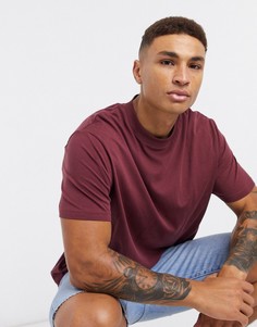 Бордовая свободная футболка с круглым вырезом ASOS DESIGN-Красный