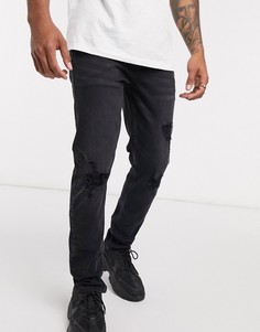 Черные джинсы скинни со рваной отделкой ASOS DESIGN-Черный