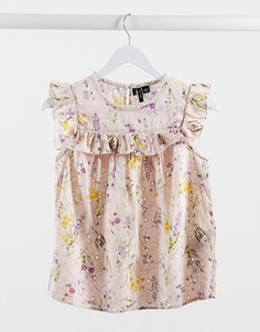 Розовая блузка с вышивкой ришелье и цветочным принтом Vero Moda-Розовый