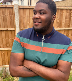 Темно-синяя футболка-поло с контрастными вставками ASOS DESIGN Plus-Темно-синий