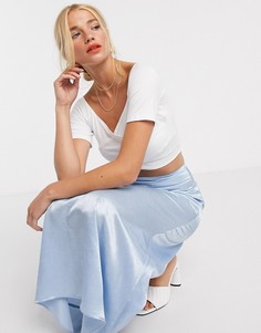 Атласная юбка мидакси от комплекта Glamorous-Синий