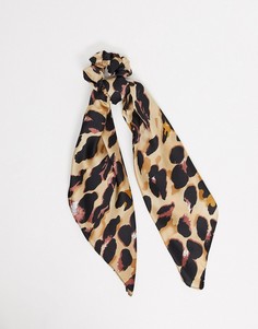 Атласная резинка для волос и бандана с леопардовым принтом My Accessories London-Мульти