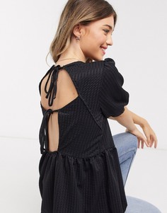 Фактурный свободный топ с завязкой на спине ASOS DESIGN-Черный