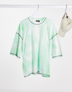 Oversized-футболка с зеленым принтом тай-дай ASOS DESIGN-Зеленый