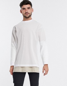 Белый длинный oversized-лонгслив ASOS DESIGN-Бежевый