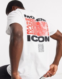Белая футболка с принтом на спине Topman-Белый