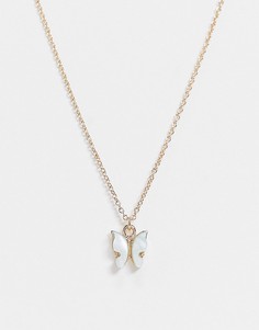 Золотистое ожерелье с подвеской-бабочкой ASOS DESIGN-Золотой