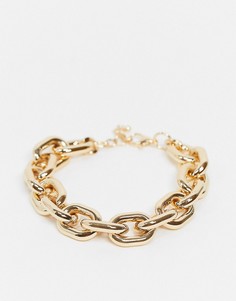 Золотистый массивный браслет-цепочка на ногу ASOS DESIGN-Золотой