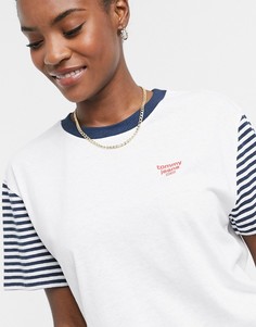 Футболка с синими полосками на рукавах Tommy Jeans-Темно-синий