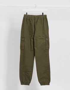 Брюки хаки в стиле милитари с эластичным поясом Brave Soul-Зеленый