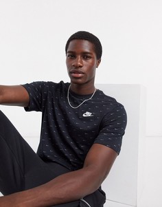 Черная футболка с логотипом-галочкой Nike-Черный