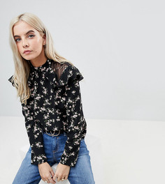 Блузка с цветочным принтом Miss Selfridge Petite-Черный