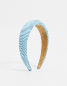 Голубой ободок в клеточку My Accessories London-Синий