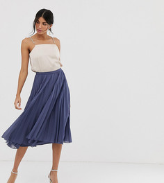 Плиссированная юбка миди ASOS DESIGN Tall-Синий