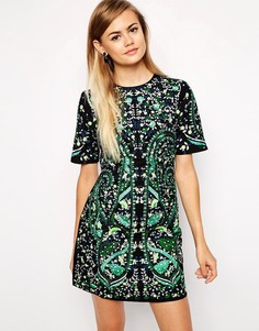 Цельнокройное платье с вышивкой ASOS Premium-Мульти
