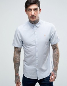 Голубая оксфордская рубашка слим с короткими рукавами Farah Brewer-Синий