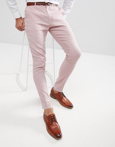 Розовые льняные брюки скинни ASOS DESIGN wedding-Розовый