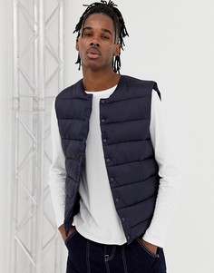 Темно-синий дутый жилет ASOS DESIGN