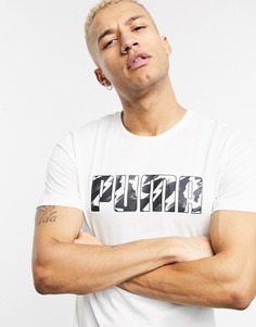 Белая футболка с камуфляжным логотипом Puma-Белый