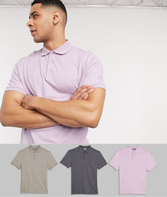 Поло из органического хлопка ASOS DESIGN - Набор из 3 шт. со скидкой-Мульти
