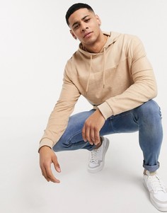 Худи бежевого цвета с флисовыми вставками ASOS DESIGN-Бежевый