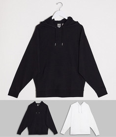Набор из 2 худи в стиле oversized черного и белого цвета ASOS DESIGN-Мульти