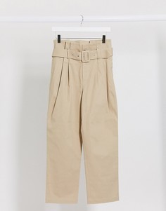 Широкие брюки с присборенной талией Maison Scotch-Светло-коричневый