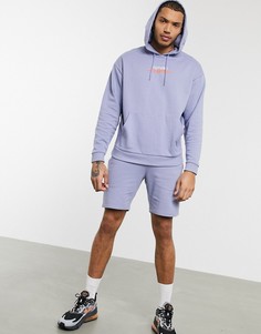 Фиолетовый спортивный костюм из oversized-худи и узких шорт ASOS DESIGN