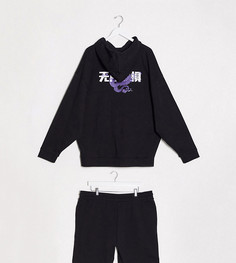 Oversized-худи от комплекта с принтом тигра на спине ASOS DESIGN Plus-Черный