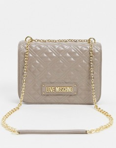 Темно-бежевая сумка на плечо Love Moschino-Серый