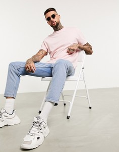 Розовая свободная футболка из органического хлопка с круглым вырезом ASOS DESIGN-Розовый