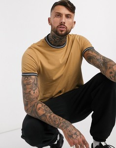 Светло-коричневая футболка из органического хлопка с контрастной отделкой ASOS DESIGN-Светло-коричневый