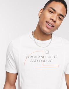 Футболка из органического хлопка с надписью и наружными швами ASOS DESIGN-Белый