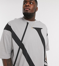 Серая oversized-футболка из органического хлопка с принтом римских цифр ASOS DESIGN Plus-Серый
