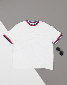 Белая фактурная свободная футболка с окантовкой ASOS DESIGN-Белый