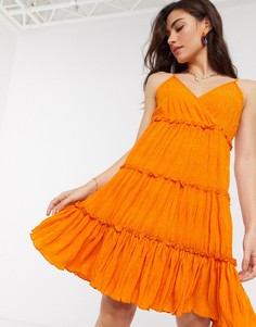 Оранжевое платье мини с многослойной юбкой Y.A.S-Оранжевый