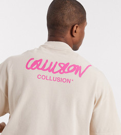 Футболка oversized с логотипом COLLUSION-Светло-бежевый