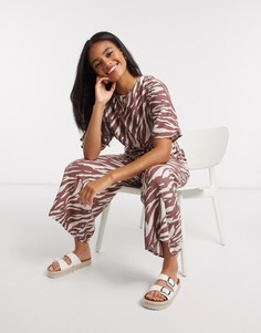 Комбинезон с принтом "зебра" и поясом ASOS DESIGN-Мульти