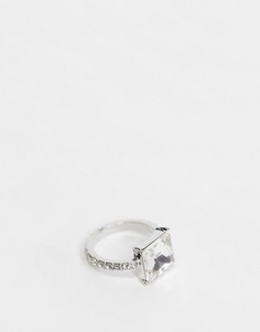 Серебристое кольцо со стразами и камнем ASOS DESIGN-Серебряный