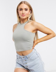 Кроп-топ цвета хаки с вырезом-борцовкой ASOS DESIGN-Зеленый